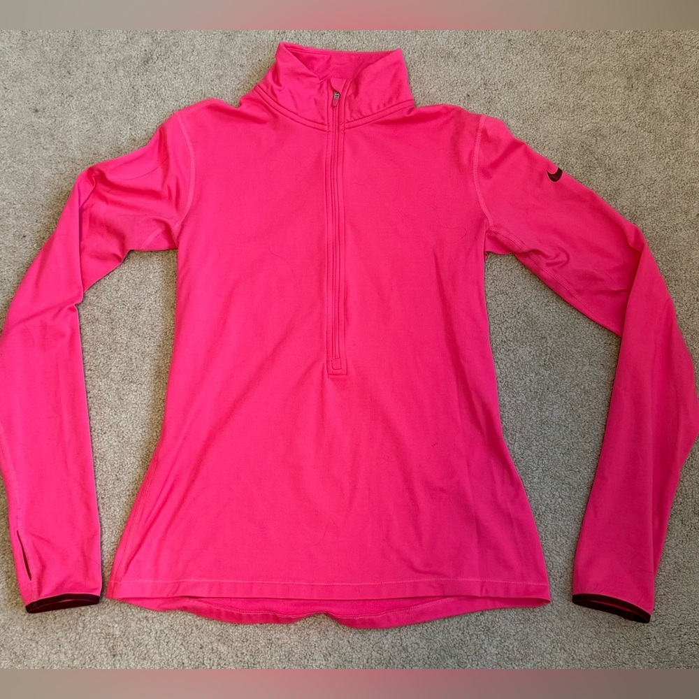 Nike Pro Jacket Womens Size Med Medium Hot Pink 1/2 Zip Thermal Dri-Fit Top